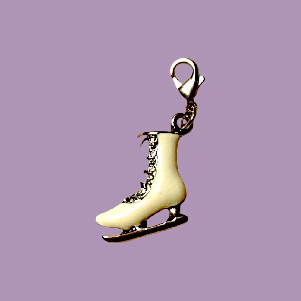 Ice Skate Enamel Lobster clasp Zipper pull, purse shoe charm